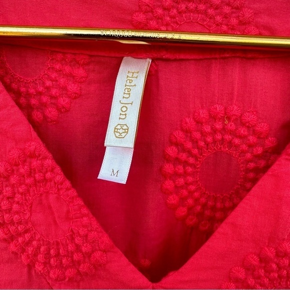 Helen Jon Coral Embroidered Split Hem V-Neck Tunic Swim Coverup Resortwear - Picture 10 of 13